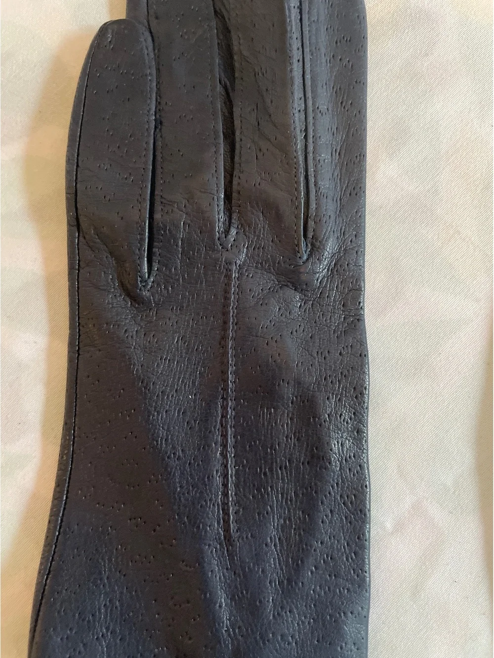 Vintage Leather Dress Gloves Midnight Navy Perforated Women's 6.5